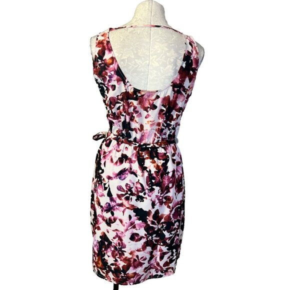 Donna Karan DKNY Dress Pink Purple Large 10 12 14 Washable Blouson Backless Belt - Picture 2 of 6